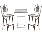 Beliani conjunto de bar de jardín plegable bormio metal negro