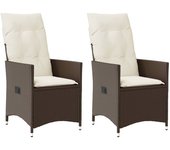 Maison exclusive - sillones reclinables jardín con cojines marrones 2 uds ratán pe