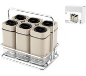 H&h especiero con 6 tarros de cristal con soporte de acero