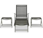 Set de muebles de jardín 3 piezas | conjunto de comedor | conjunto de descanso textilene aluminio plateado cfw483350
