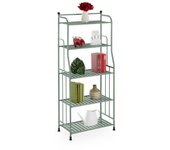 Relaxdays estantería metálica, acero, 133x56x28 cm, estante baño y cocina, 5 baldas, librería metal, sin fondo, verde