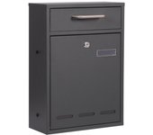 Wiltec buzón antracita v53 casilla de correo con placa de identificación, mirillas y 2 llaves como buzón de pared o buzón independiente