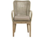 Pack de 4 sillones de madera de acacia y trenzado de cuerda color topo