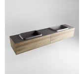 Mondiaz erin 200cm mueble de baño dark brown grey con 2 cajones. con lavabo ridge doble 2 orificios dark grey