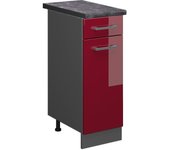 Vicco mueble bajo de cocina r-line, rojo burdeos alto brillo, 30 cm , et antracita
