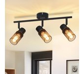 Nettlife lámpara de techo 3 focos negro vintage e27 giratoria 330° pantalla de metal para salón dormitorio infantil máx. 25w sin bombilla