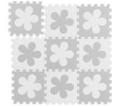 Relaxdays alfombra puzle flores, 9 piezas, suelo goma eva bebés, sin sustancias nocivas, 91,5 x 91,5 cm, blanco y gris