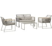 Conjunto de muebles de ratán outsunny metal, ratán pe, poliéster gris 116x68,5x79 cm