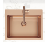 Swiss aqua technologies aurum fregadero bajo encimera de acero inoxidable 304, 1 cubeta, 55x45x21 cm, cobre cepillado pvd