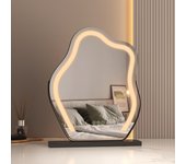 Emke espejo de maquillaje iluminado con interruptor táctil de 3 colores regulable 360° de rotación - marco negro 58 x 45 cm
