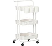 Carrito de almacenamiento homcom acero, abs blanco 42x38x86.5 cm