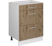 Vicco mueble bajo de cocina r-line, roble artesanal, 60 cm con cajones, sin encimera
