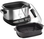 Magefesa guisotherm inox - olla eléctrica tradicional multifunción de 6l, 1250w, funciones freír, vaporara y grill, recipiente extraíble antiadherente