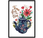 Art-poster - time for tea - ploypisut - con marco negro 30 x 40 cm