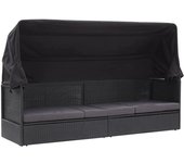 Sofá cama de exterior con dosel mimbre resina negro
