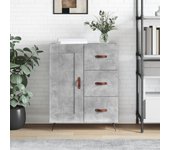Aparador | aparador de comedor | armario de cocina de madera de ingeniería gris hormigón 69,5x34x90 cm cfw39620