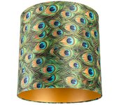 Pantalla de lámpara de terciopelo diseño pavo real 40/40/40 con interior dorado