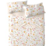 Juego de sábanas burrito blanco diseño 140 , 50% algodón- 50% poliéster ancho de 135 cm en color melocotón