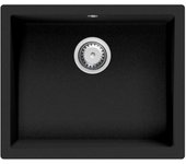 Fregadero granitemy universal de granito negro 50x40 cm negro de montaje sobre encimera y enrasado con tapón de acero inoxidable 1208966880