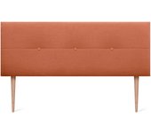 Dhome cabecero de lino natural con botones y patas de madera cabezal tapizado cama dormitorio moderno top trending (naranja, 145cm)