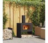 Vidaxl hoguera con chimenea negra 60x40x96 cm acero