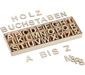 Relaxdays set de letras de madera, 324 uds., mayúsculas a-z, 3 cm alto, hacer manualidades, alfabeto decorativo, natural