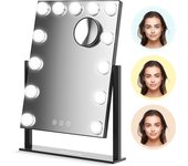 Espejo hollywood - 44x30cm - negro - espejo de maquillaje - con luz led