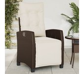 Vidaxl sillón reclinable de jardín con reposapiés ratán pe marrón