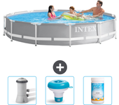 Paquete de piscina - intex - alrededor - 366x366x76 cm + accesorios cb77