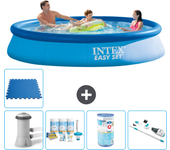 Paquete de piscina - intex - alrededor - 366x366x76 cm + accesorios a1050