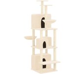 Rascador para gatos con postes de sisal crema 180 cm