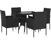 Vajilla de jardín 5 piezas resina mimbre negro