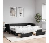 Vidaxl sofá cama nido con cajones tela negro 90x200 cm