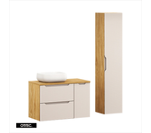 Conjunto de mueble de baño - 90 cm - con lavabo sobre encimera - con encimera - con columna - 3 cajones - setta