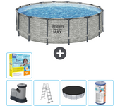 Paquete de piscina - bestway - alrededor - 488x488x122 cm + accesorios cb33