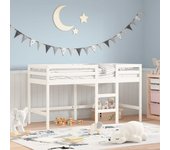 Cama altillo infantil escalera blanca 80x200 cm madera maciza de pino