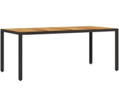 Mesa de jardín superficie madera acacia ratán negro 190x90x75cm