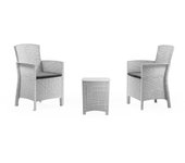 Conjunto de salón exterior armin, conjunto de jardín con cojines, conjunto de salón interior efecto ratán, 100% made in italy, blanco