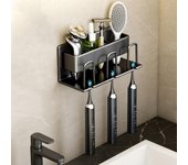 Soporte para cepillo de dientes eléctrico de pared de aluminio sin perforaciones gancho para almacenamiento de depósito para pasta de dientes