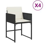 4 uds sillas de jardín | silla de exterior | sillon con cojines ratán sintético negro cfw53514