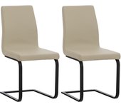 Juego de 2 sillas de comedor belley en piel sintética color crema