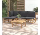 Conjunto de muebles de jardín vidaxl de 5 piezas con cojines de bambú gris oscuro