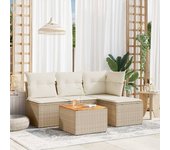 Juego de sofás jardín con cojines 5 piezas | conjunto de jardín de ocio | set de comedor de jardín ratán sintético beige cfw175089