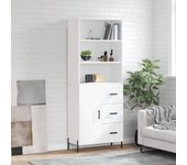 Aparador alto | aparador de comedor | armario de cocina madera contrachapada blanco 69,5x34x180 cm cfw86059