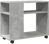 Mesa auxiliar，mesa de centro，mesita de centro ruedas madera ingeniería gris hormigón 70x35x60cm cfw466495