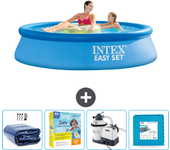 Paquete de piscina - intex - alrededor - 244x244x61 cm + accesorios cb67
