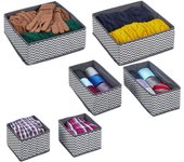 Relaxdays organizadores para cajones, set de 6 cajas separadoras para armario, cómoda, etc., 3 tamaños, gris/blanco