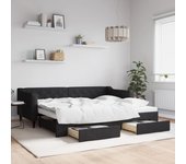 Sofá cama nido y cajones tejido negro 90x200 cm