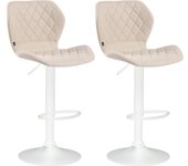 Set de 2 taburetes cork tapizados en tela crema|blanco