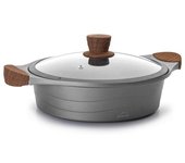 Cacerola baja con tapa de cristal stilo | aluminio fundido | 28 cm | olla baja antiadherente | lacor